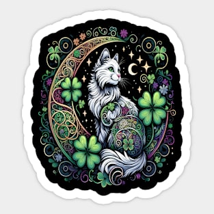 Funny cat shamrock ,cat lover Sticker